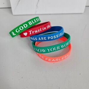 5pc Christian Bible Verse Silicone Wristbands Motivational Faith Bracelets Multi